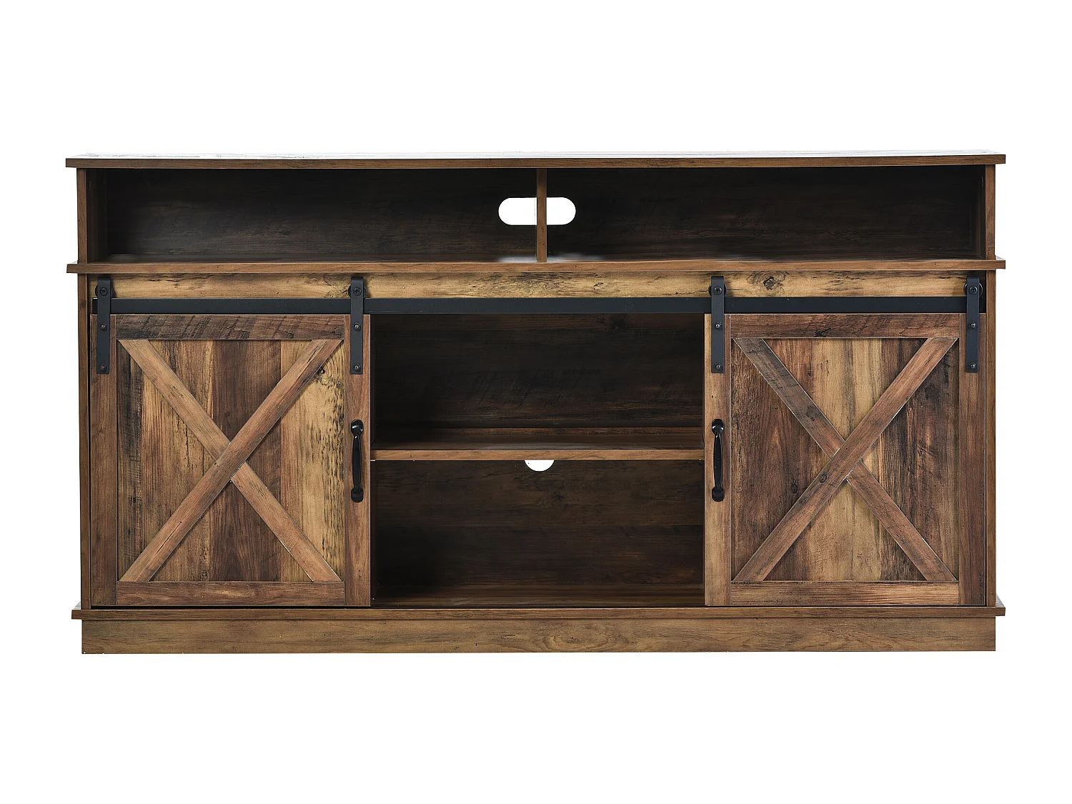 Mobile TV - 148 x 40 x 78 cm - con 2 ante scorrevoli - ripiani regolabili - truciolato - marrone