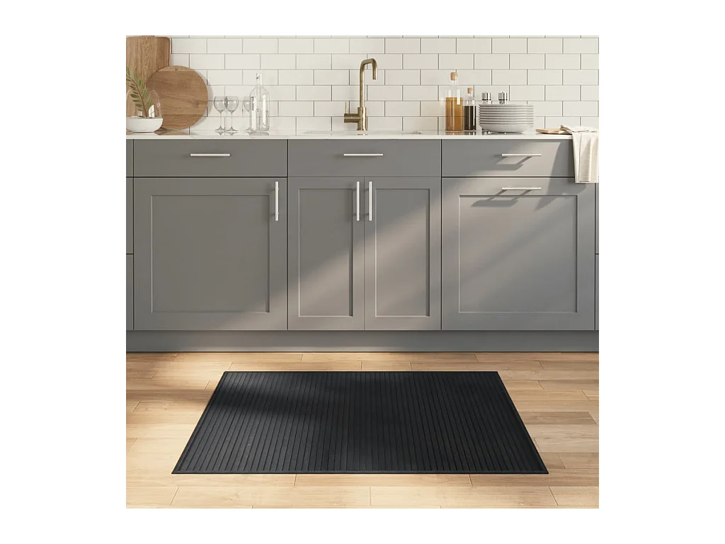 Tapis rectangulaire gris 80x100 cm bambou