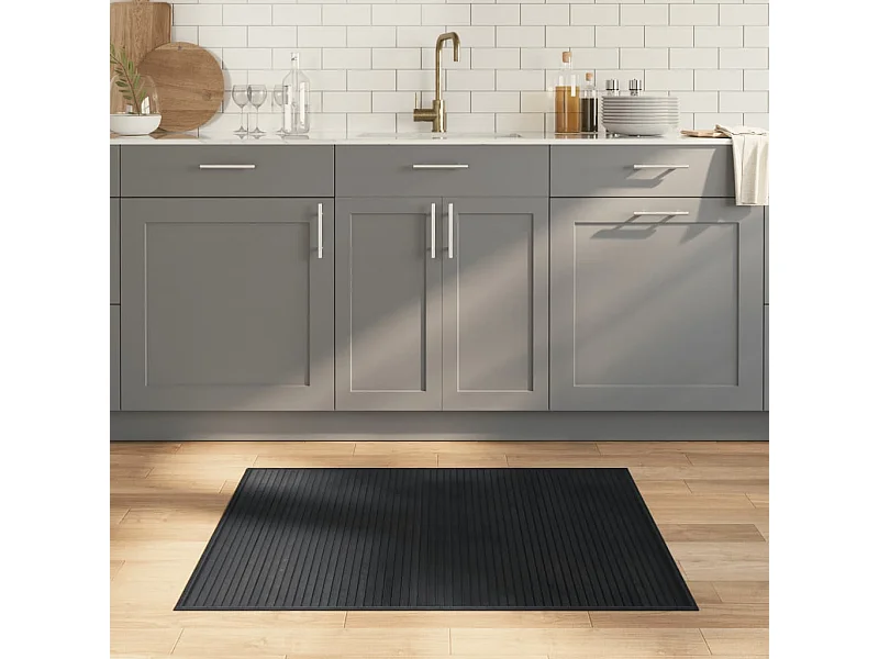 Tapis rectangulaire gris 80x100 cm bambou