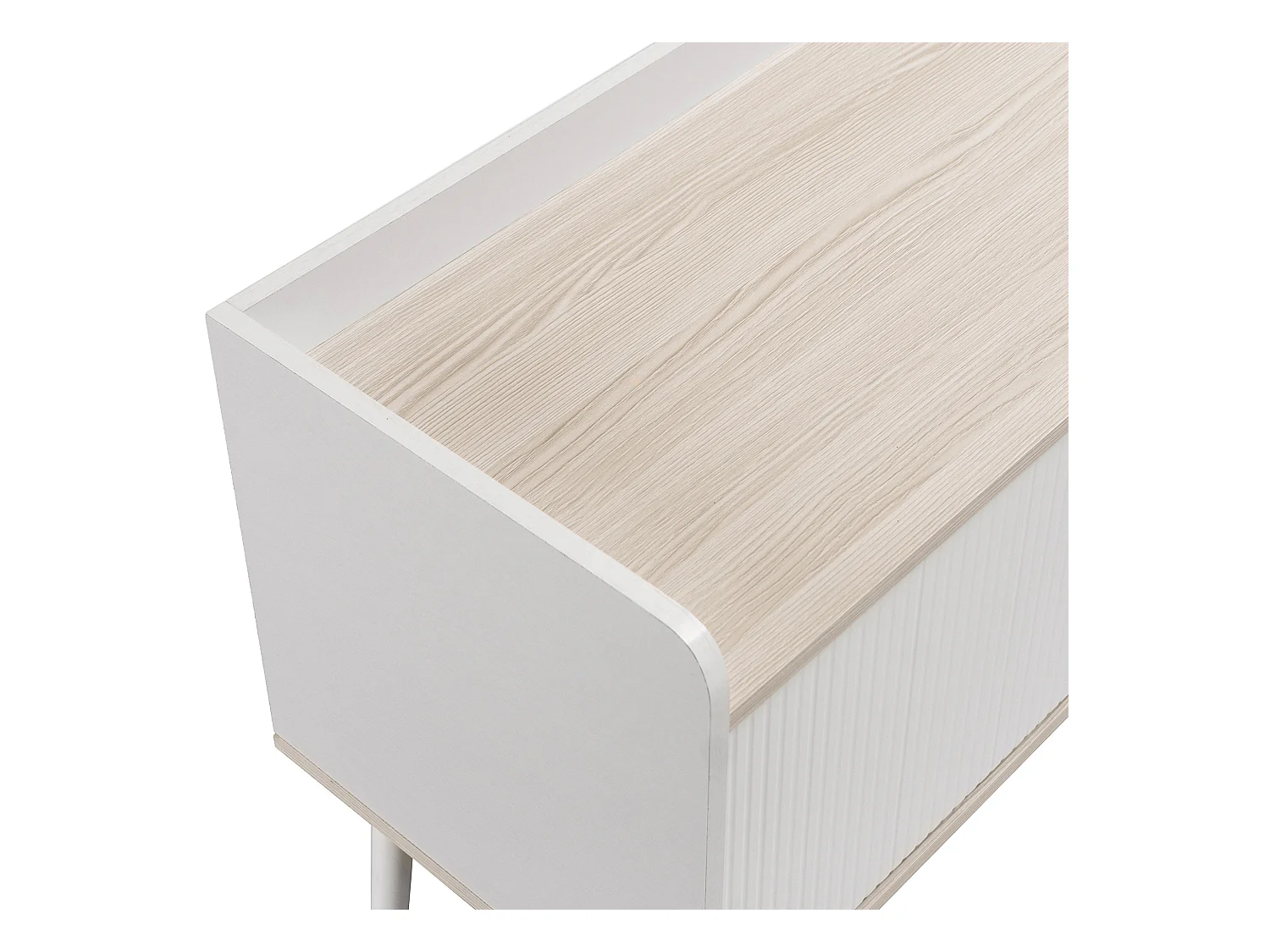 Szafka RTV z 2 szufladami i 2 drzwiami przesuwnymi - styl nowoczesny - płyta wiórowa - biała