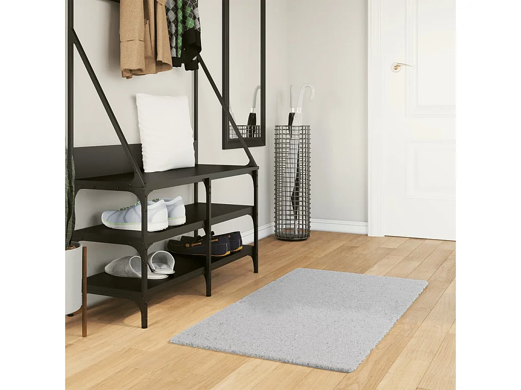 Tapis HUARTE à poils courts doux et lavable gris 60x110 cm