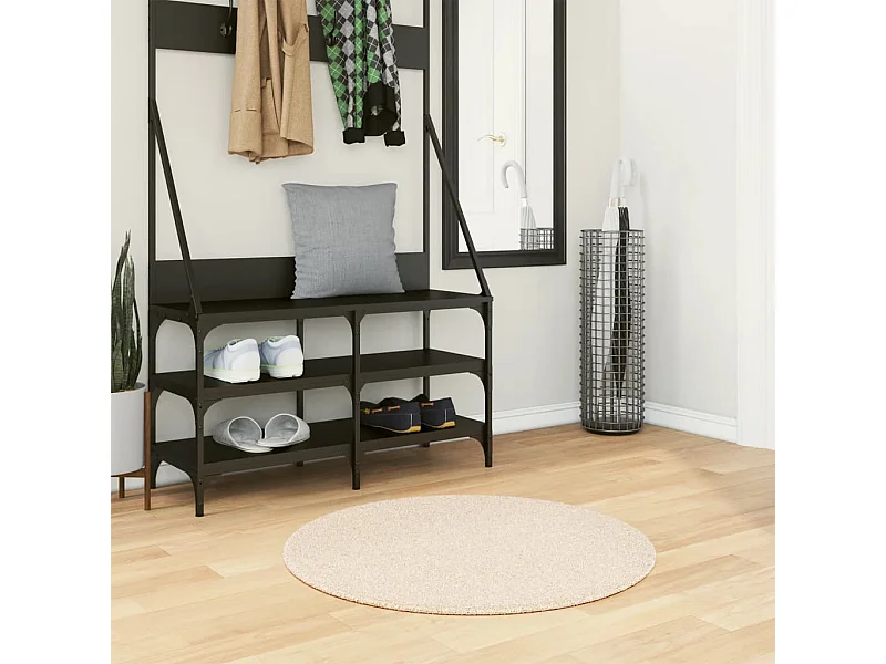 HUARTE vloerkleed met zachte, wasbare korte pool in beige, Ø 80 cm