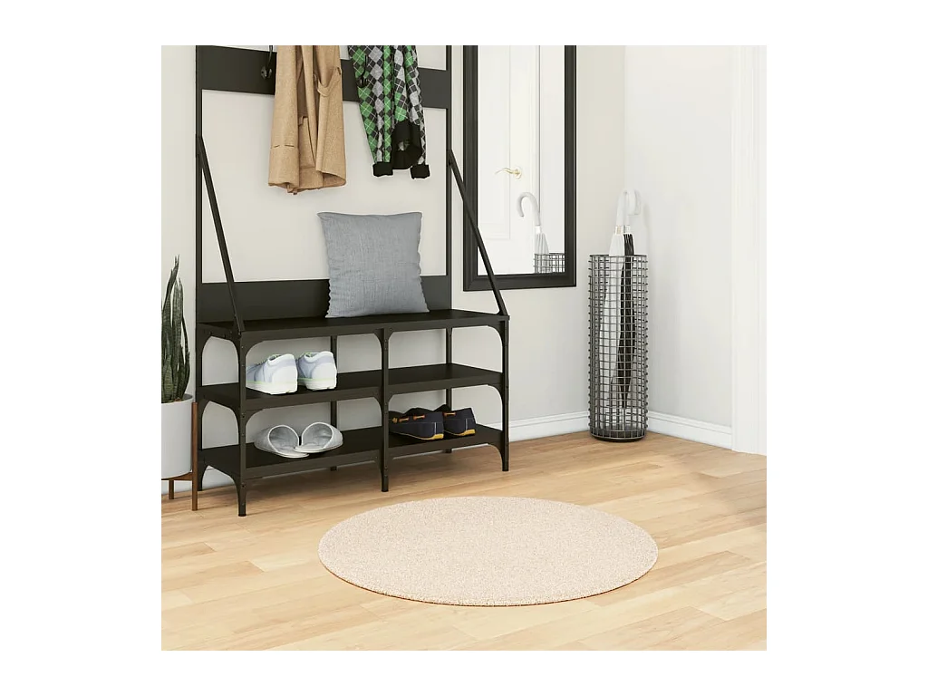 HUARTE vloerkleed met zachte, wasbare korte pool in beige, Ø 80 cm