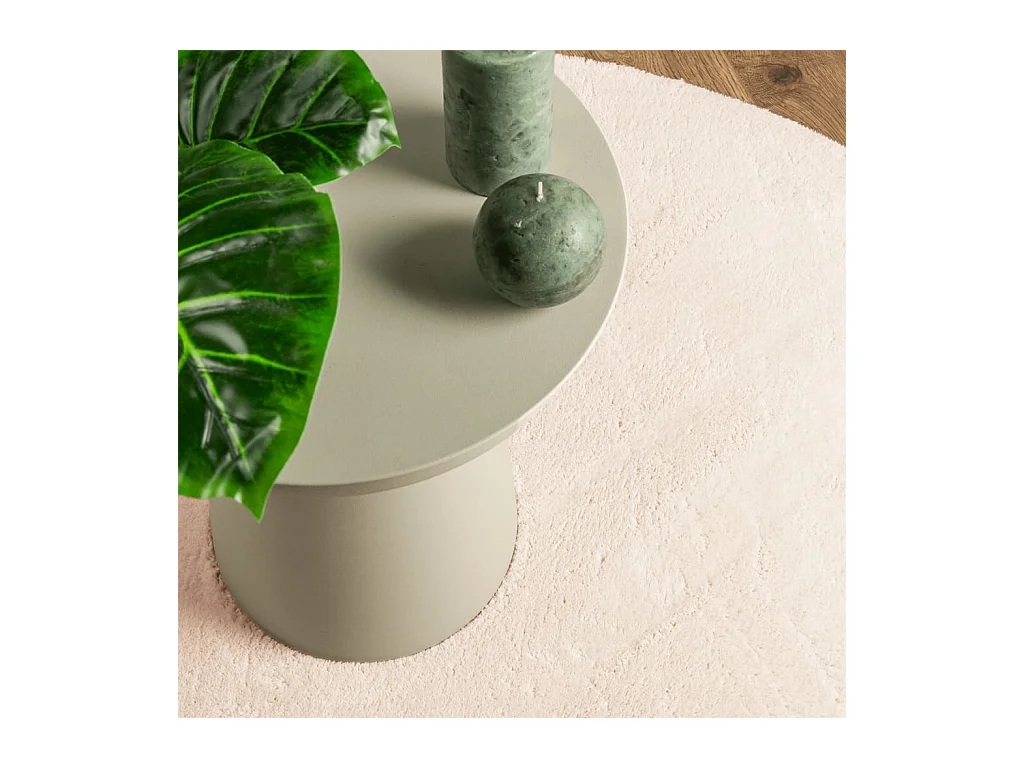 HUARTE vloerkleed met zachte, wasbare korte pool in beige, Ø 80 cm