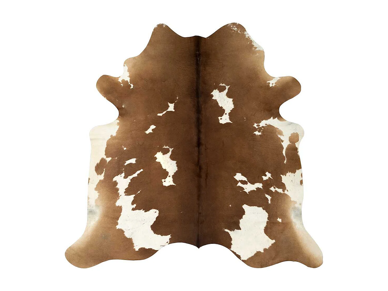 Alfombra de piel de vaca auténtica marrón y blanca 150 x 170 cm