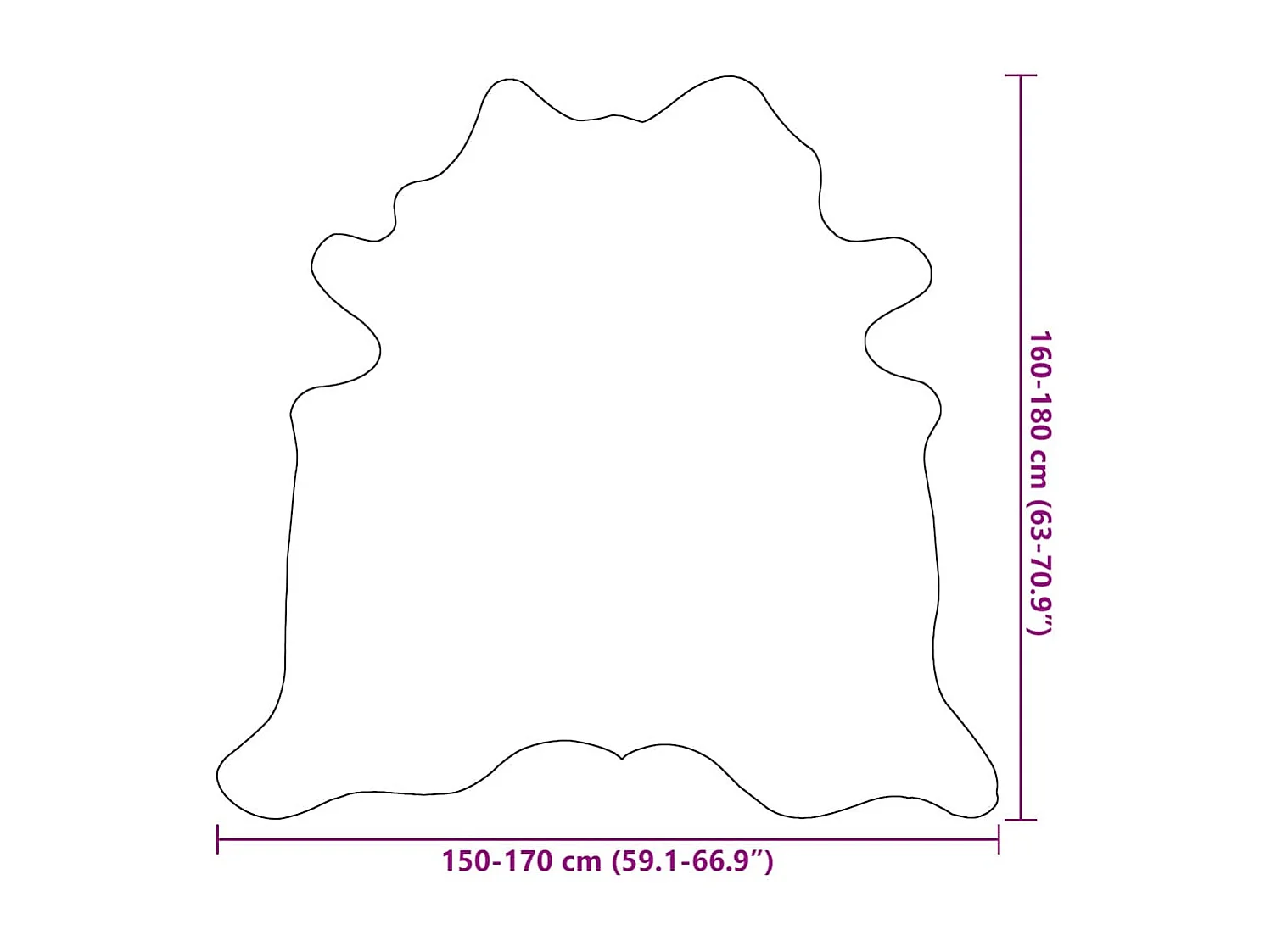 Alfombra de piel de vaca auténtica marrón y blanca 150 x 170 cm