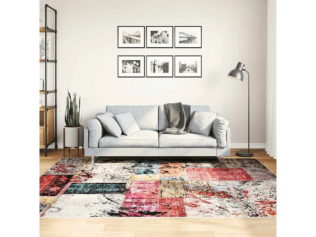 Tappeto patchwork multicolore lavabile 150x230 cm antiscivolo