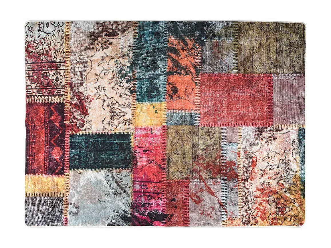 Tappeto patchwork multicolore lavabile 150x230 cm antiscivolo