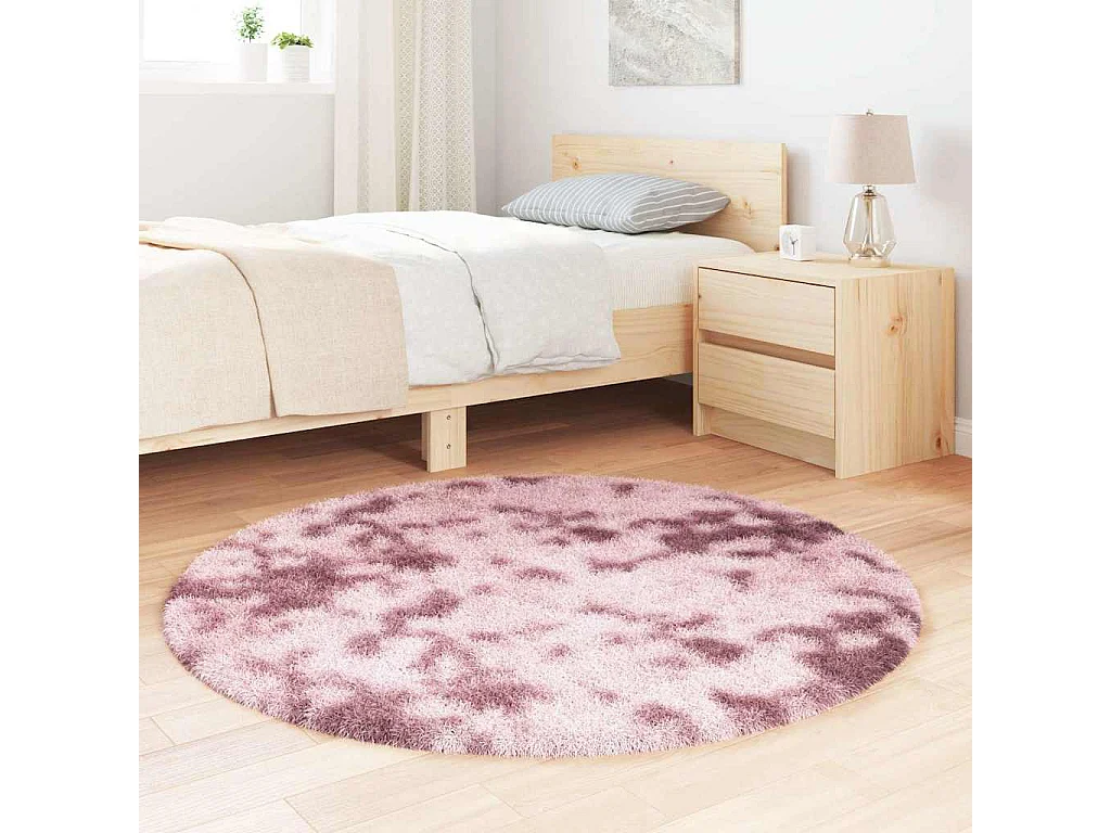 Alfombra NAVARRA Shaggy Rosa Empolvado 120x120 cm