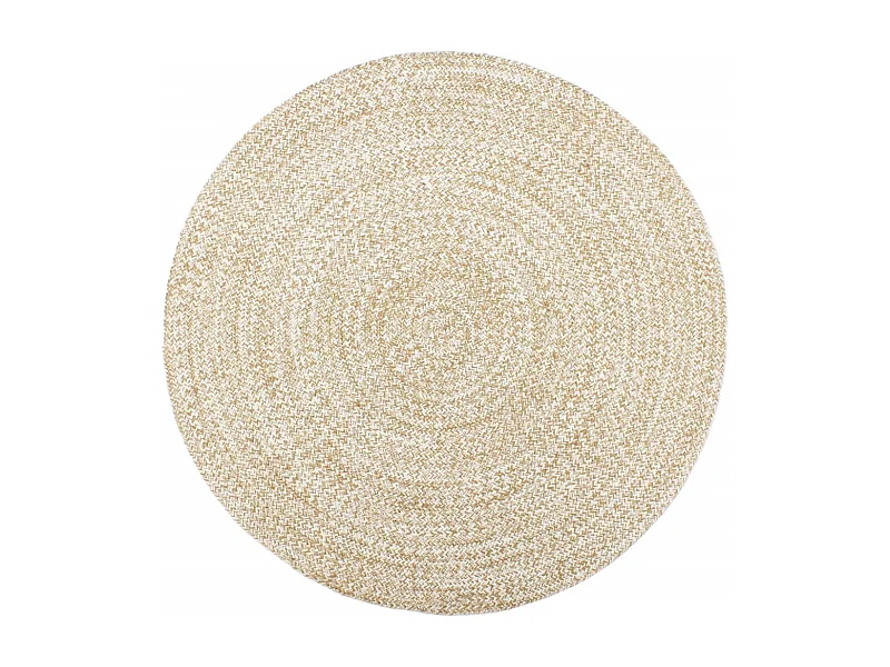 Alfombra de yute hecha a mano blanca y marrón 240 cm