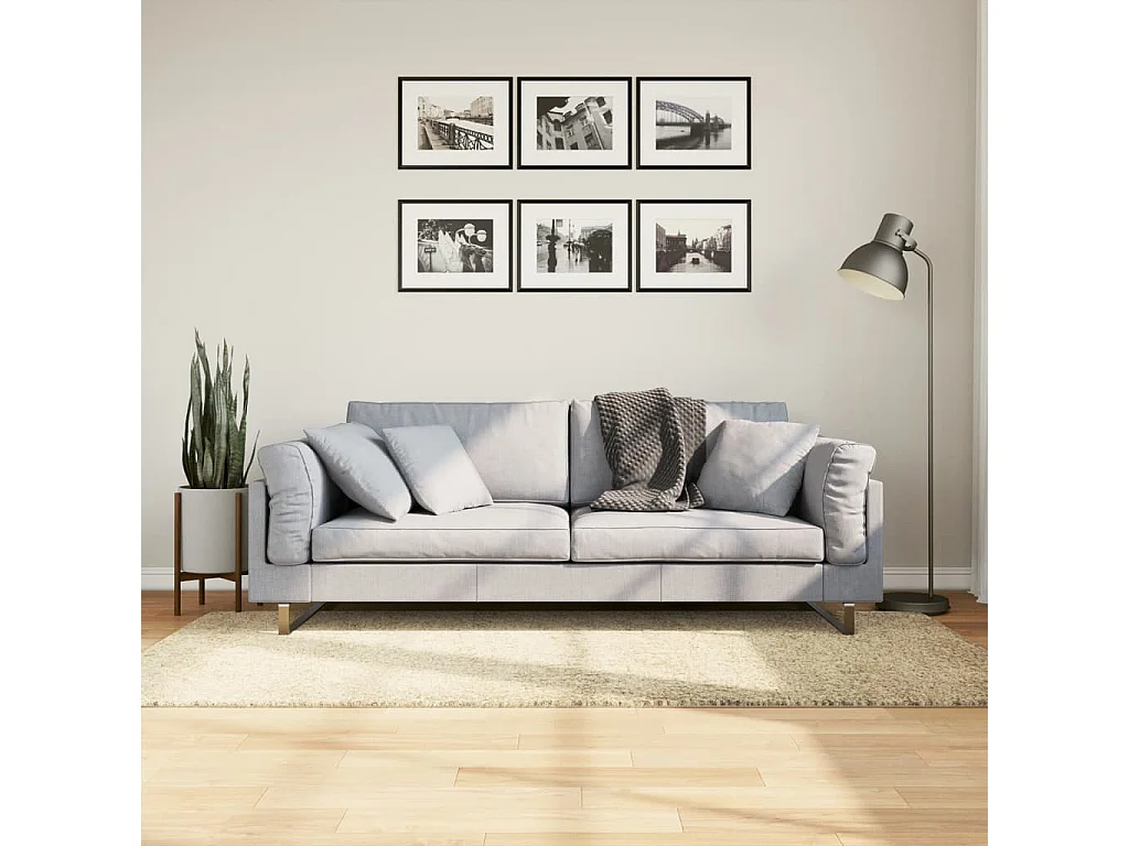 Tappeto shaggy PAMPLONA, moderno a pelo lungo, oro, 100x200 cm