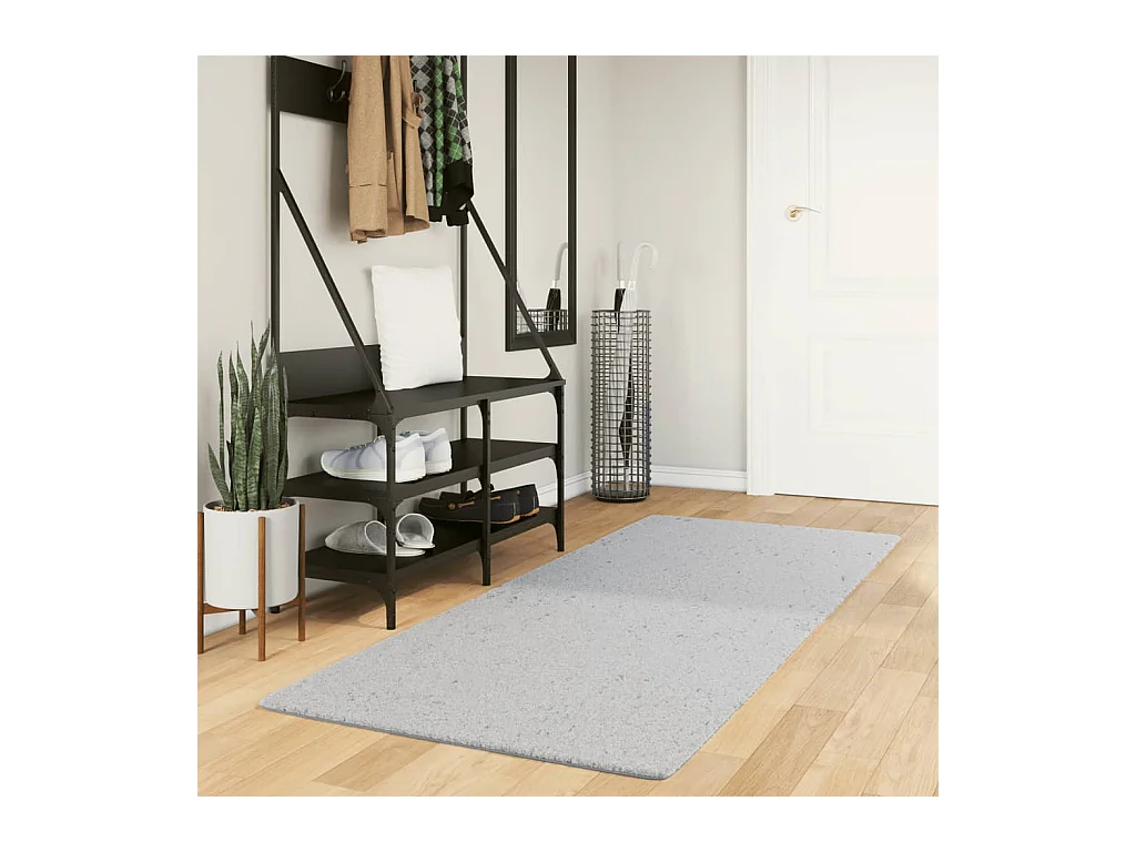 HUARTE weicher und waschbarer Kurzflorteppich in Grau 80x200 cm