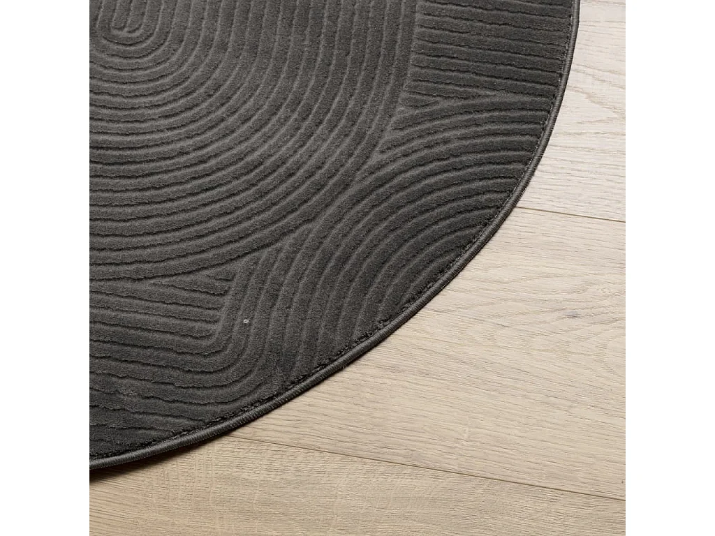 Tappeto IZA a pelo corto in stile scandinavo color antracite Ø 80 cm