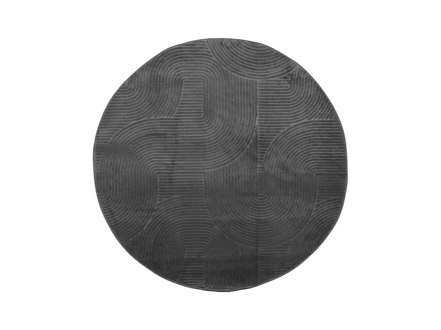 Alfombra IZA de pelo corto de estilo escandinavo en color antracita Ø 80 cm