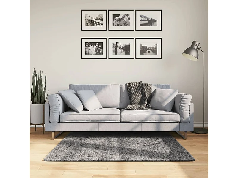 Tapis HUARTE à poils courts doux lavable anthracite 120x120 cm