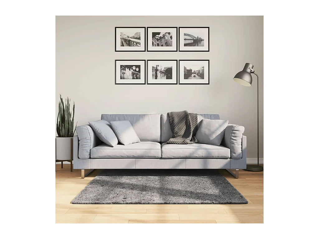 Tapis HUARTE à poils courts doux lavable anthracite 120x120 cm