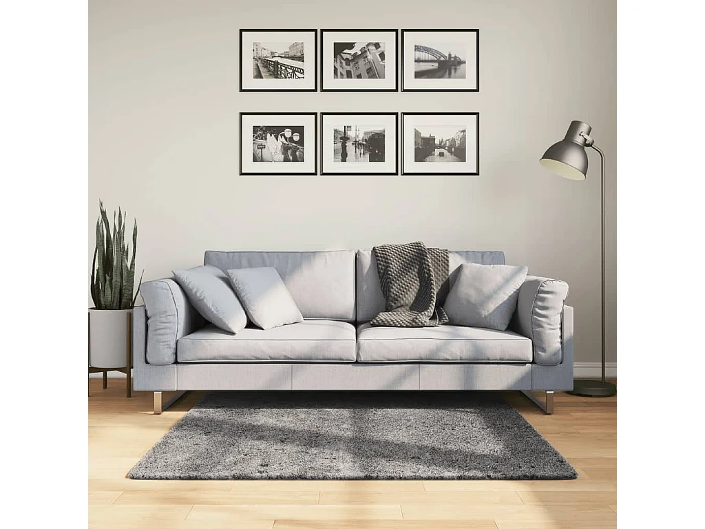 Tapis HUARTE à poils courts doux lavable anthracite 120x120 cm