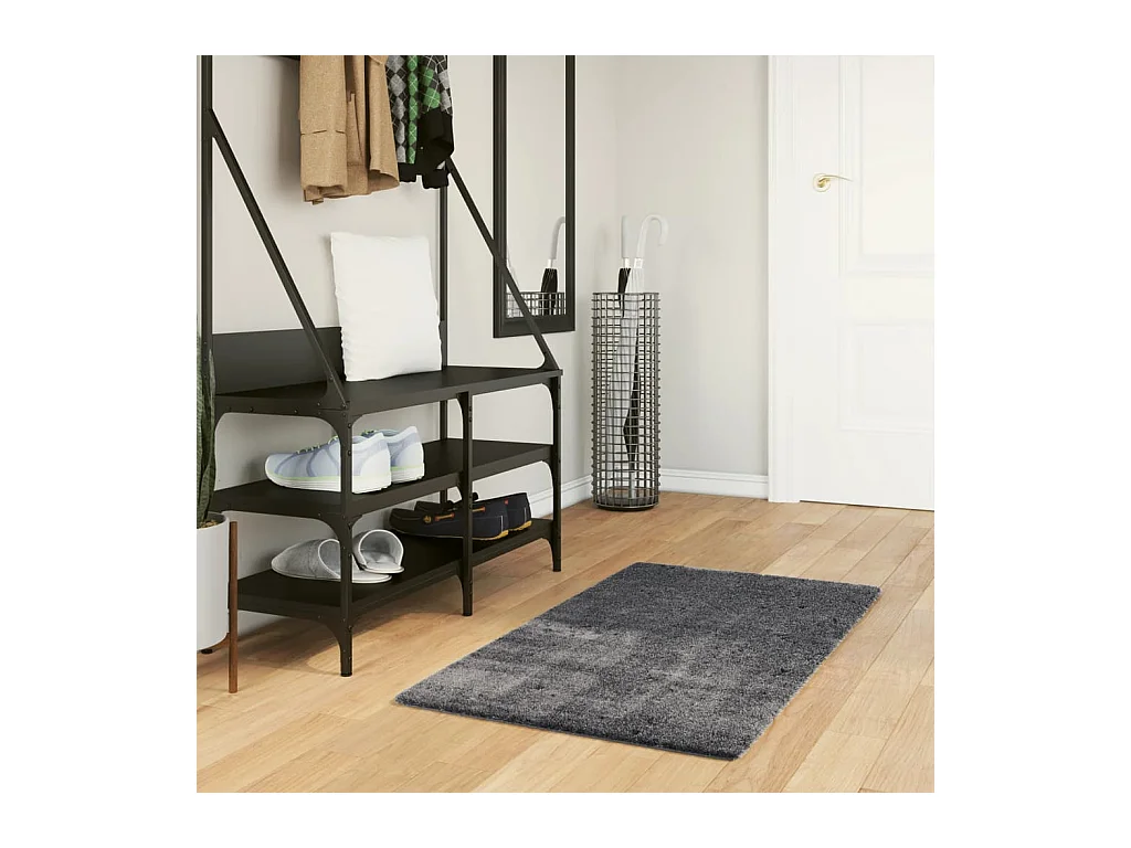 HUARTE zacht en wasbaar laagpolig vloerkleed in antraciet 60x110cm