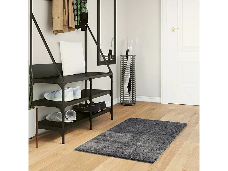 Tapis HUARTE à poils courts doux et lavable anthracite 60x110cm