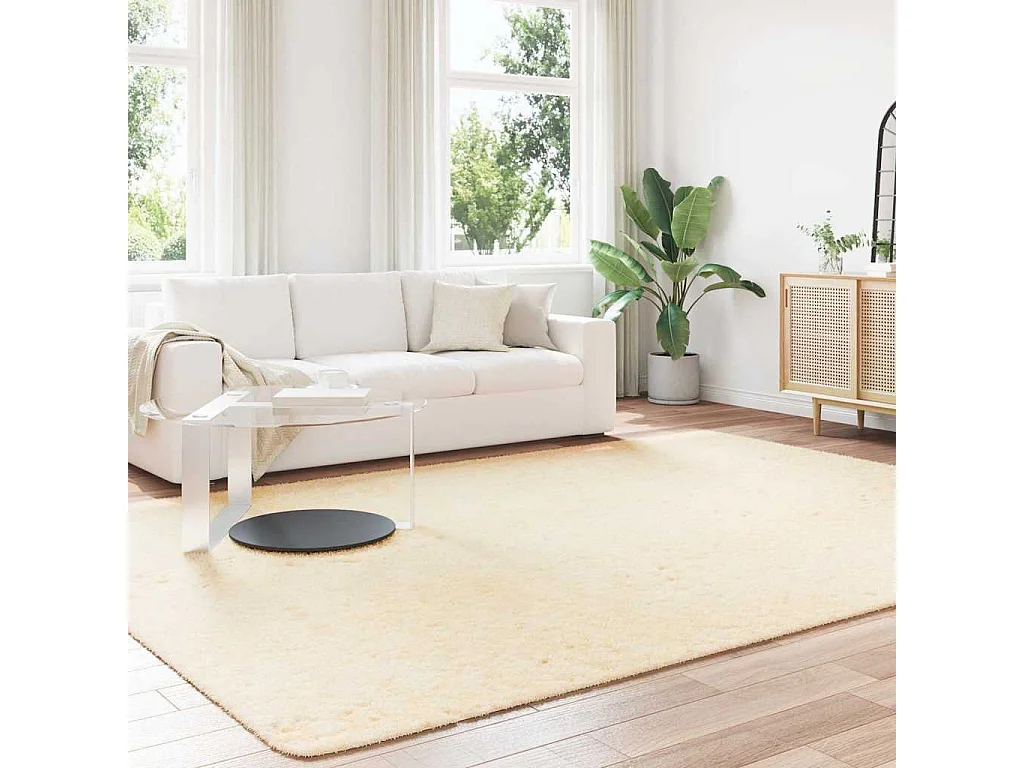 Tapis shaggy à poils longs NAVARRA crème 240x340 cm polyester
