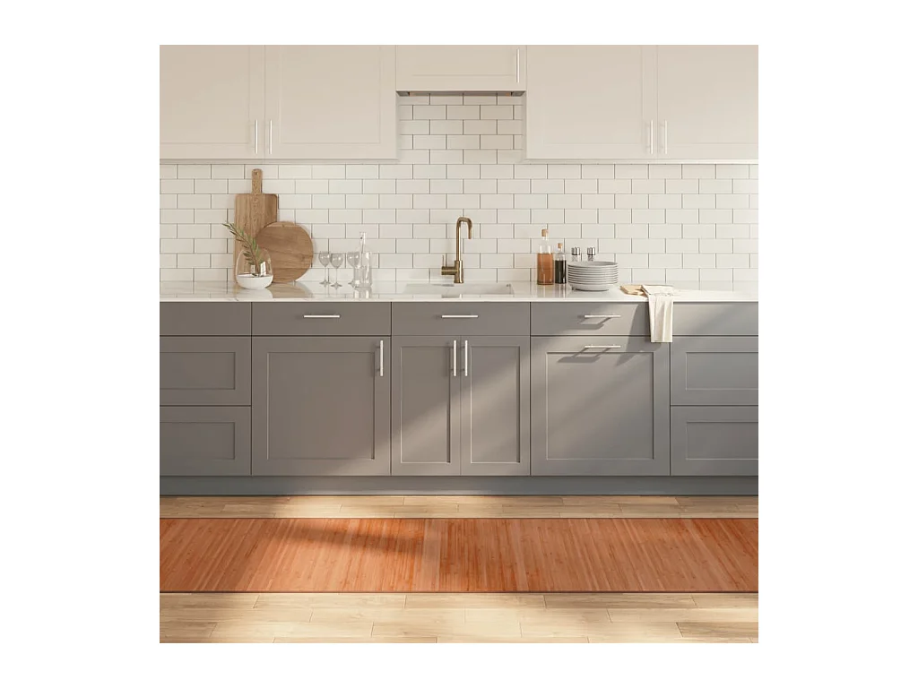 Rechteckiger brauner Teppich 70x1000 cm Bambus