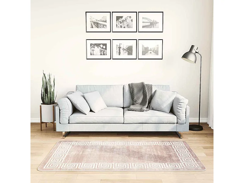 Tapis lavable antidérapant 80x150 cm Beige