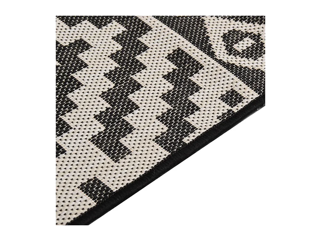 Buiten platgeweven vloerkleed 160x230 cm Zwarte strepen