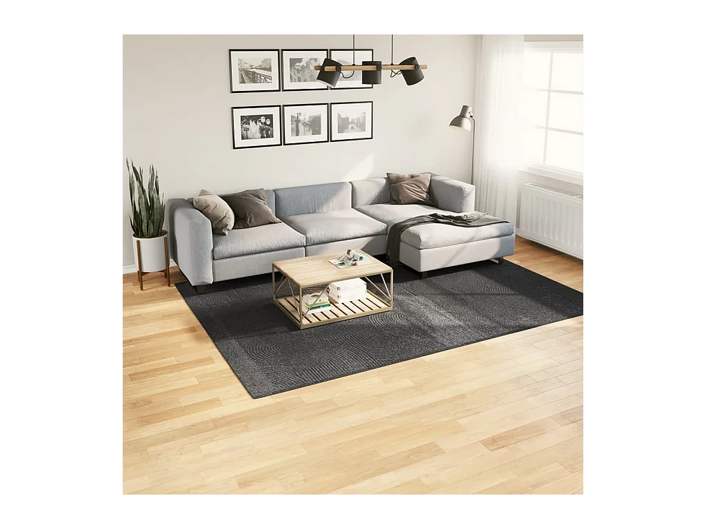 Alfombra IZA de pelo corto de estilo escandinavo en color antracita 200x280 cm