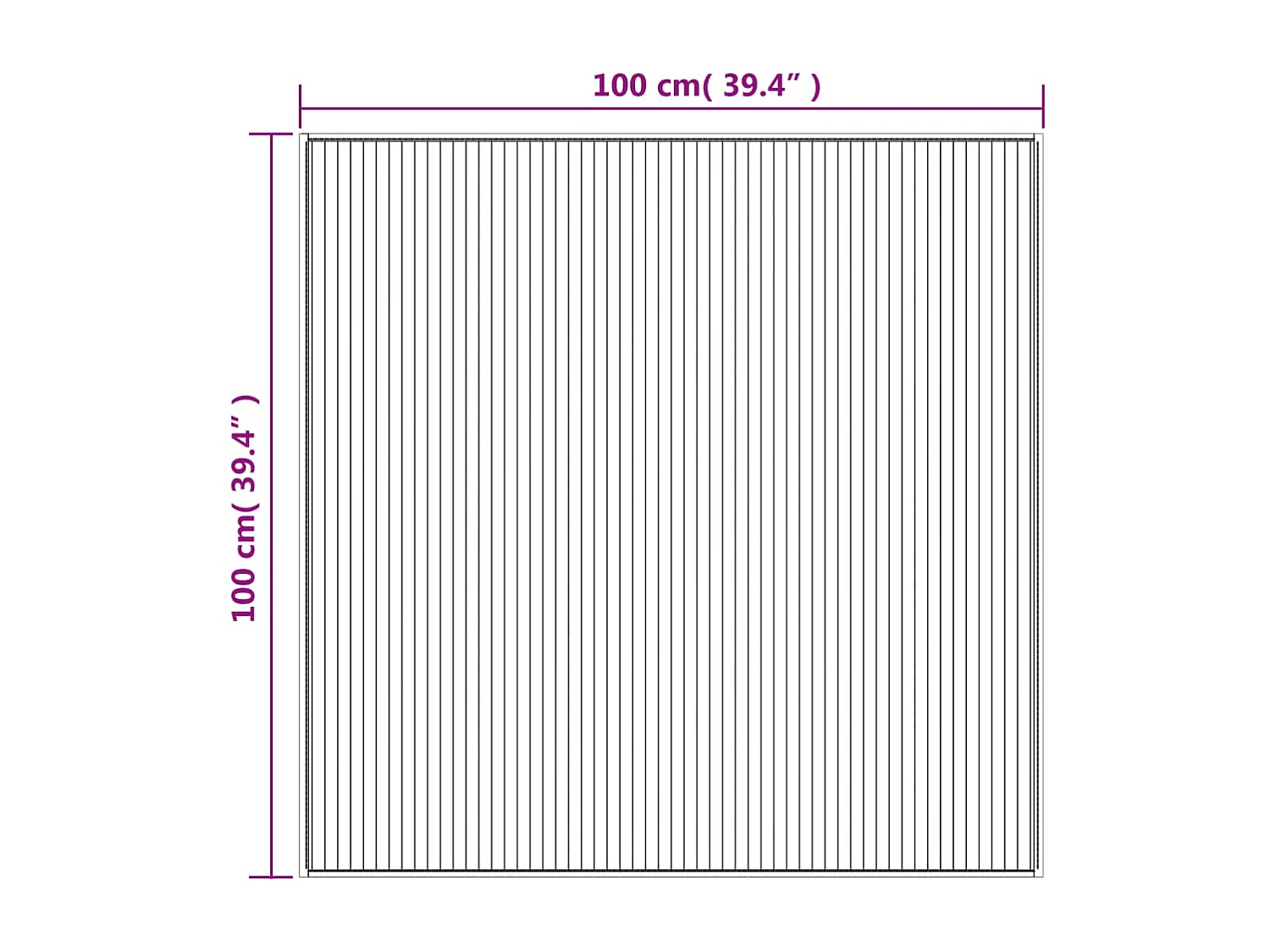 Tappeto quadrato grigio 100x100 cm in bambù