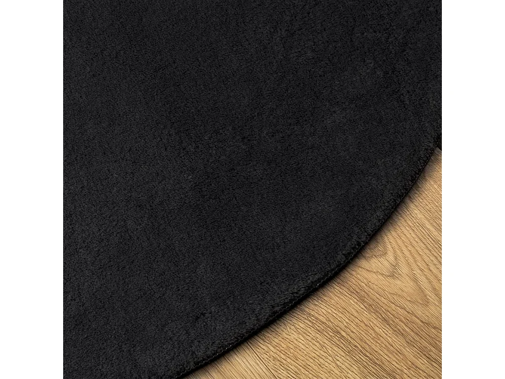 Tapis HUARTE à poils courts doux et lavable noir Ø 80 cm