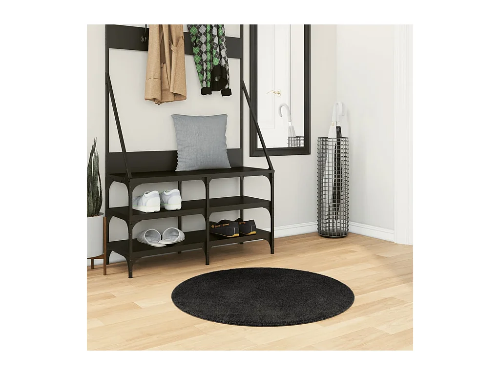 Tapis HUARTE à poils courts doux et lavable noir Ø 80 cm