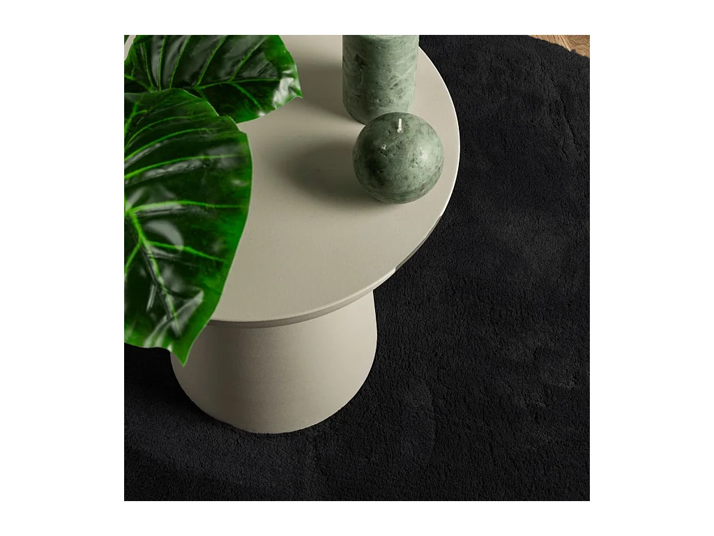 HUARTE zacht en wasbaar laagpolig vloerkleed in zwart Ø 80 cm