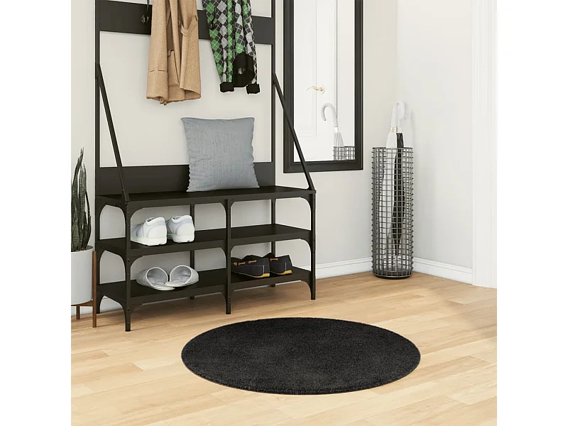 Tapis HUARTE à poils courts doux et lavable noir Ø 80 cm