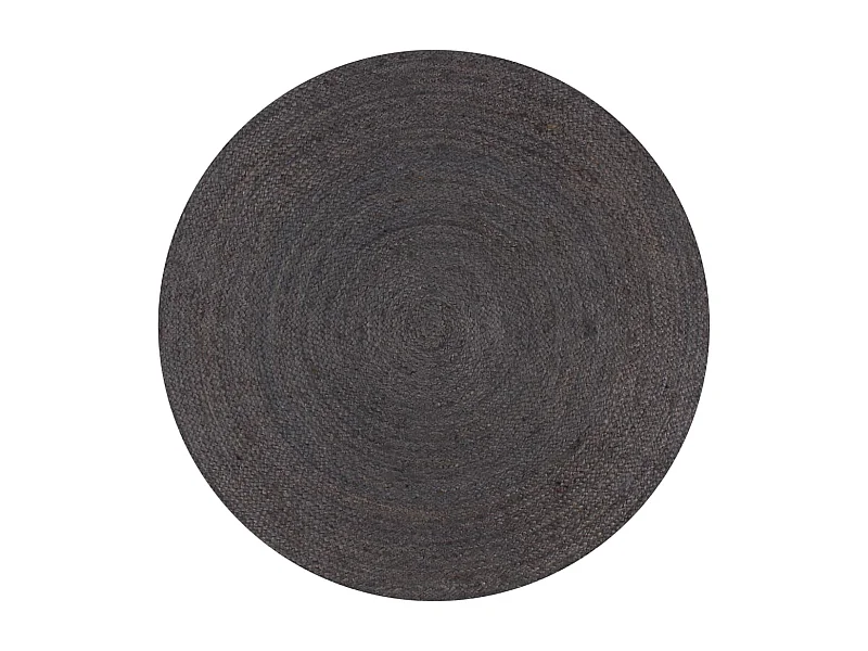 Handgemaakt jute vloerkleed rond 90 cm donkergrijs