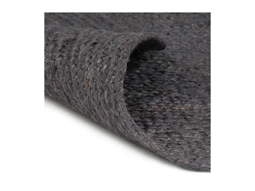 Alfombra de yute hecha a mano redonda de 90 cm gris oscuro
