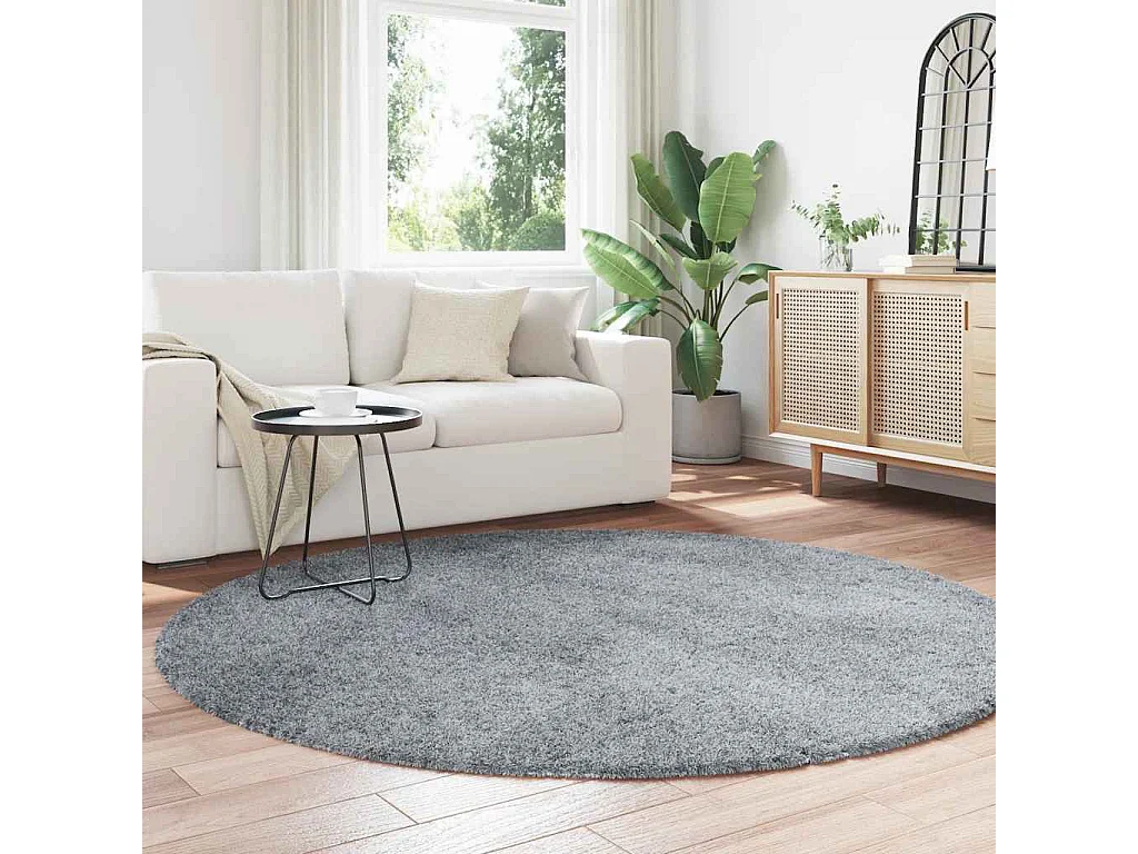 Tapis shaggy à poils longs NAVARRA gris clair 200x200 cm