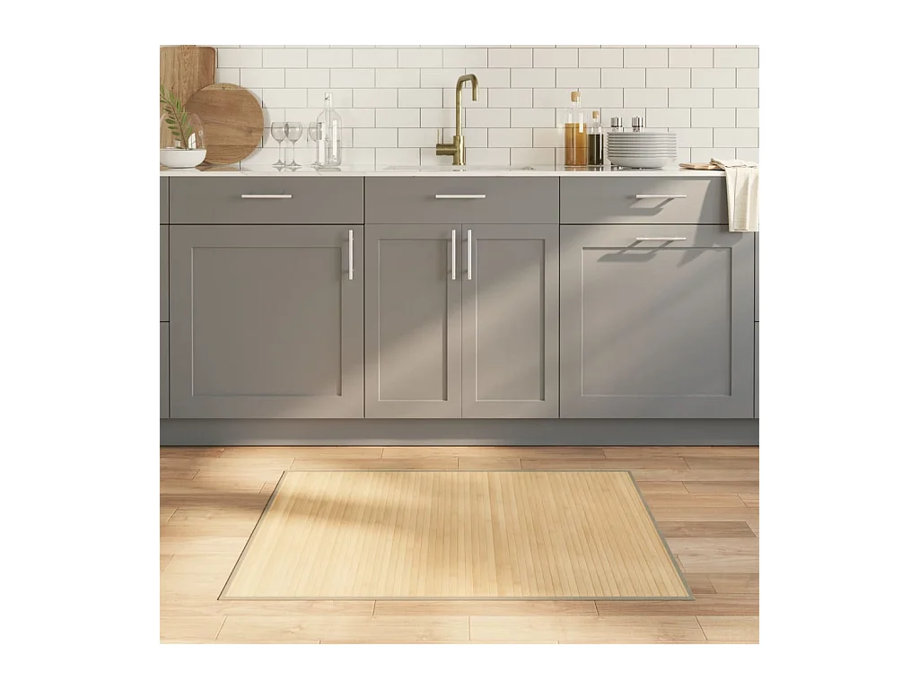 Alfombra rectangular de bambú natural claro 80x100 cm