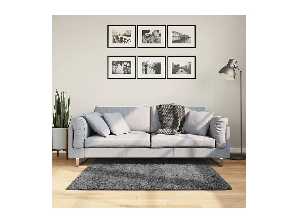 Tapis OVIEDO à poils courts anthracite 120x120 cm