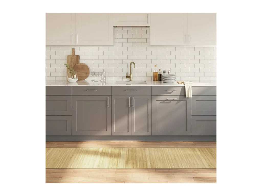 Tapis rectangulaire naturel clair 70x300 cm bambou