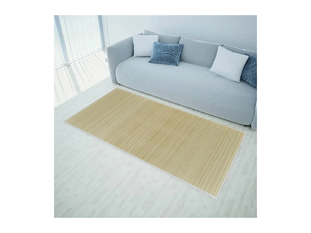 Natürlicher Bambusteppich mit rechteckigen Lamellen 80 x 200 cm