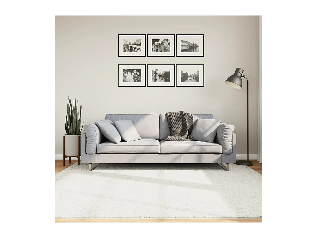 Tapis OVIEDO à poils courts crème 200x200 cm