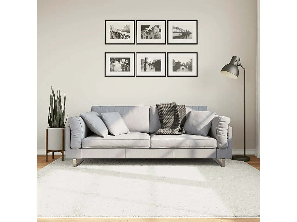 Tapis OVIEDO à poils courts crème 200x200 cm