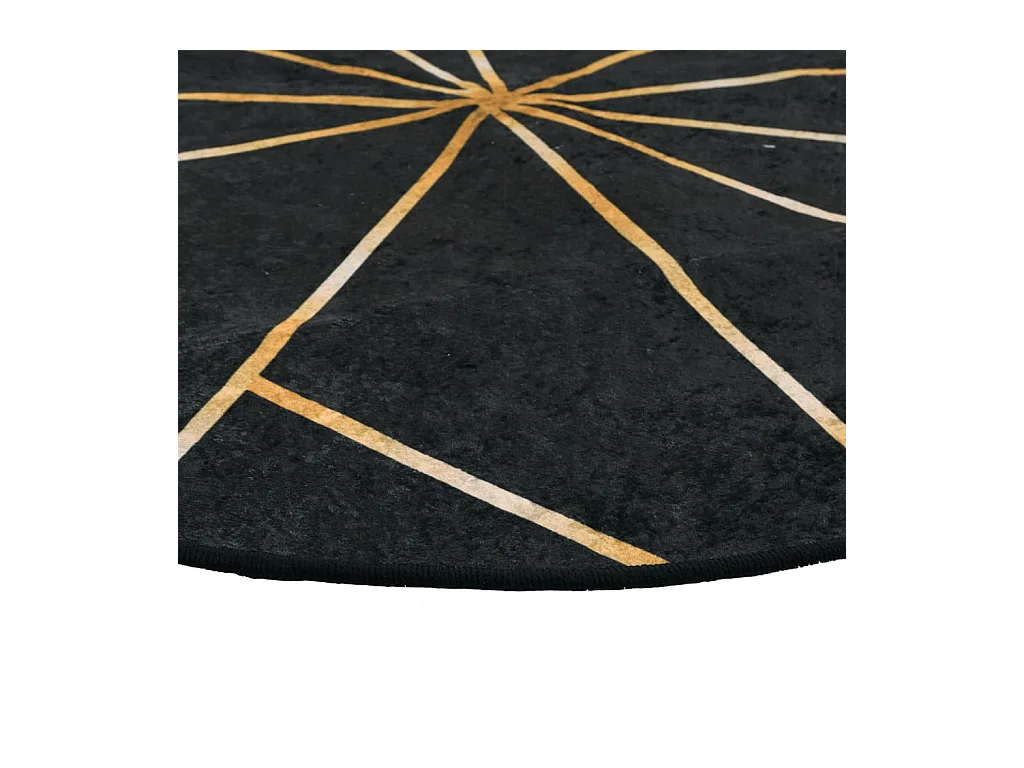 Zwart en goud wasbaar tapijt Ø 120 cm antislip