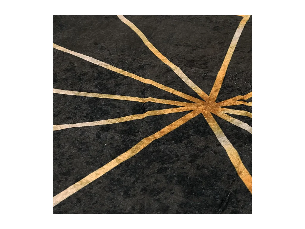 Zwart en goud wasbaar tapijt Ø 120 cm antislip