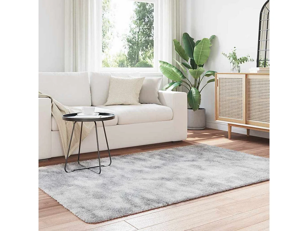 Tapis Shaggy à poils longs NAVARRA gris argenté 130x200 cm