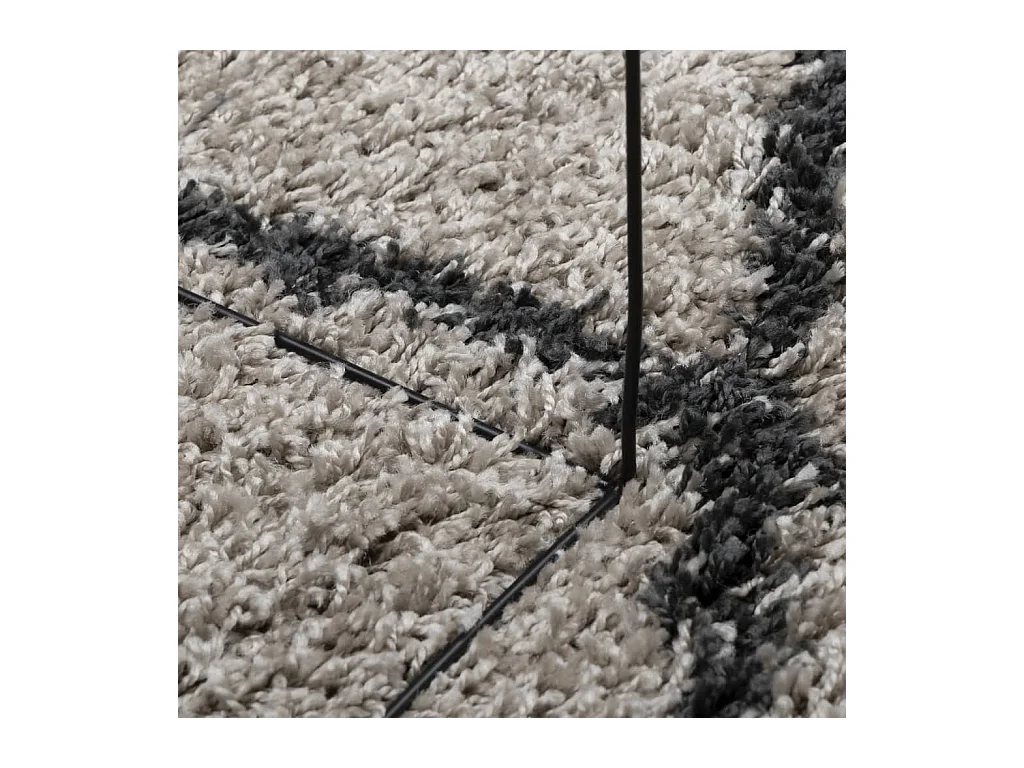 Alfombra moderna de pelo largo en beige y antracita Ø 120 cm