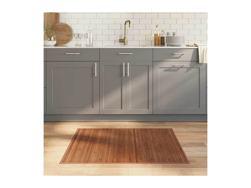 Rechthoekig bruin tapijt 80x100 cm bamboe