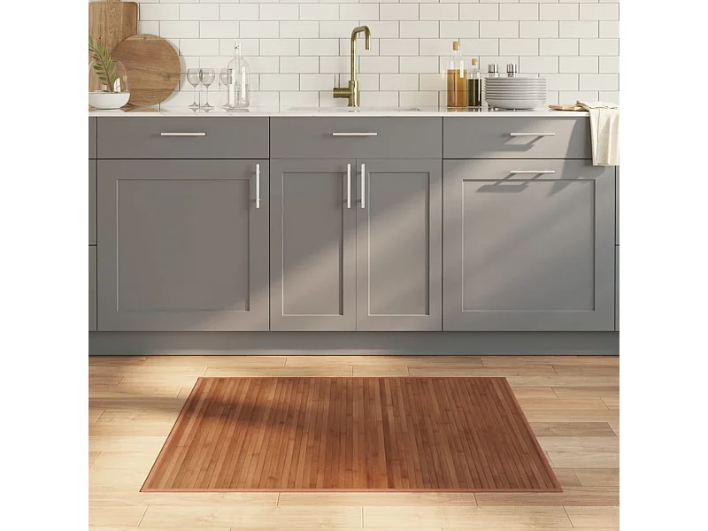 Tapis rectangulaire marron 80x100 cm bambou