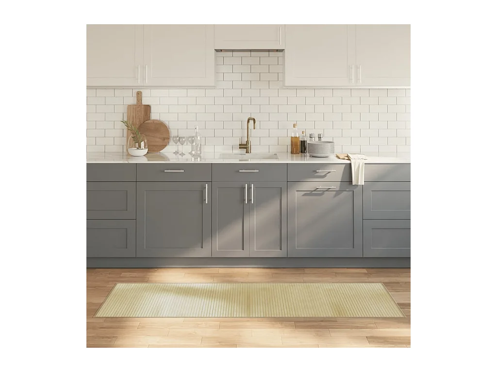 Tapis rectangulaire naturel clair 60x200 cm bambou