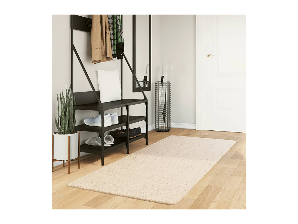 Tapis HUARTE à poils courts doux et lavable beige 80x200 cm